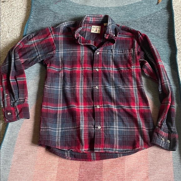 RedHead Casual Plaid Flannel Fall Shirt - Red and Gray - Picture 6 of 12